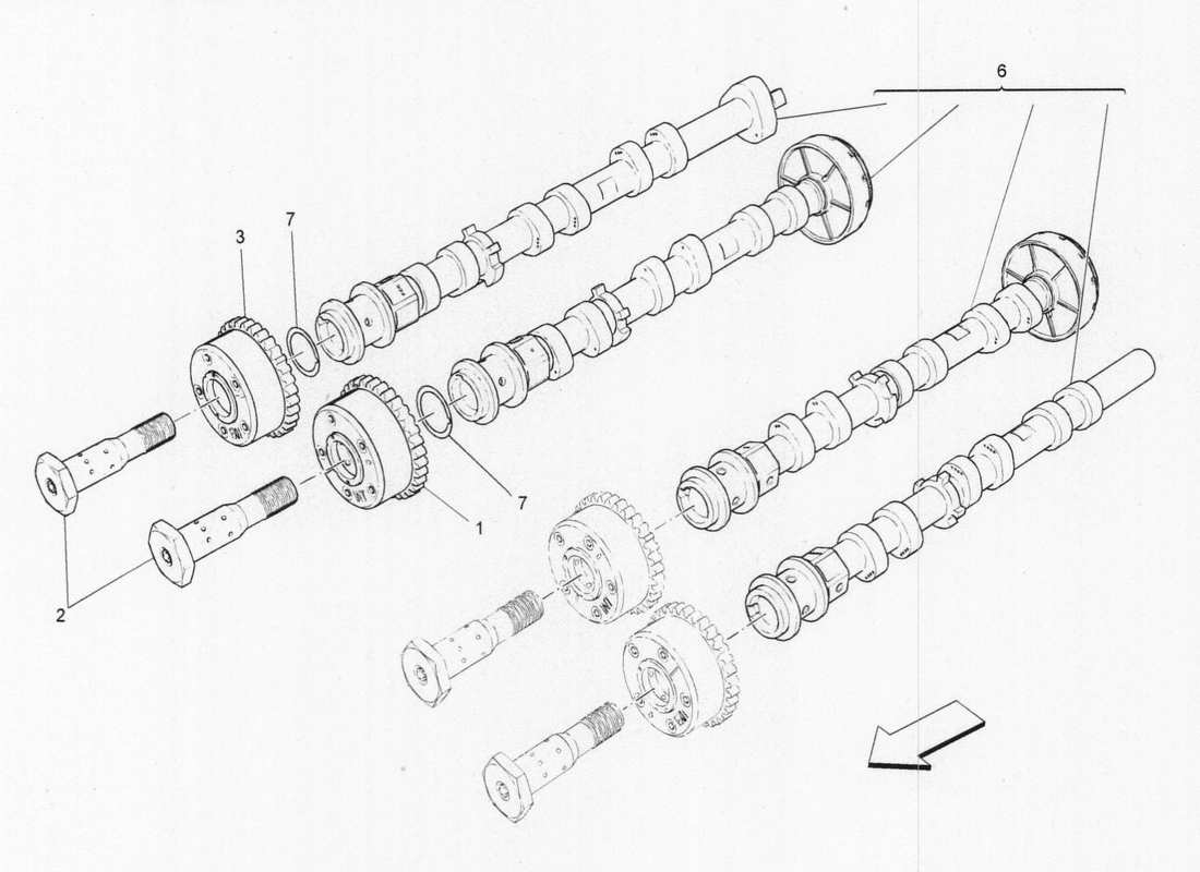 Maserati QTP. V6 3.0 BT 410bhp 2015 rh cylinder head shafts Parts Diagram