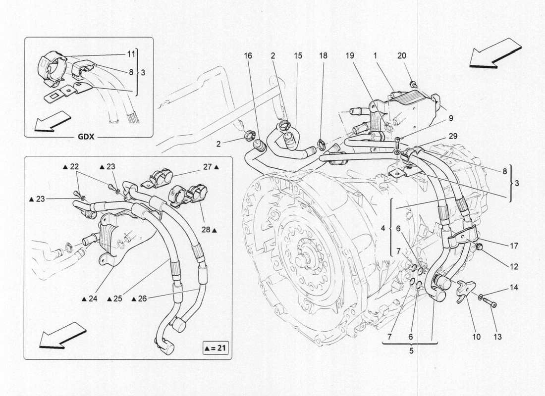 Maserati QTP. V6 3.0 BT 410bhp 2015 lubrication and gearbox oil cooling Parts Diagram