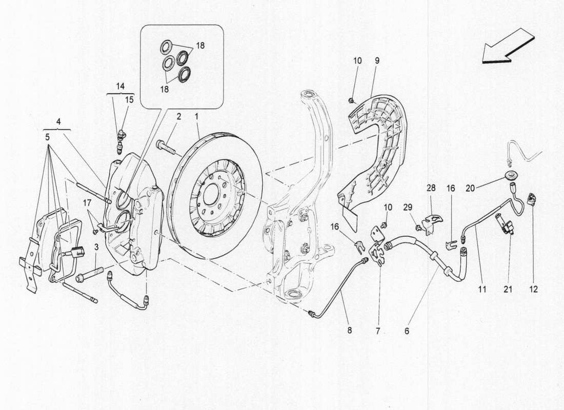 Maserati QTP. V6 3.0 BT 410bhp 2015 braking devices on front wheels Parts Diagram