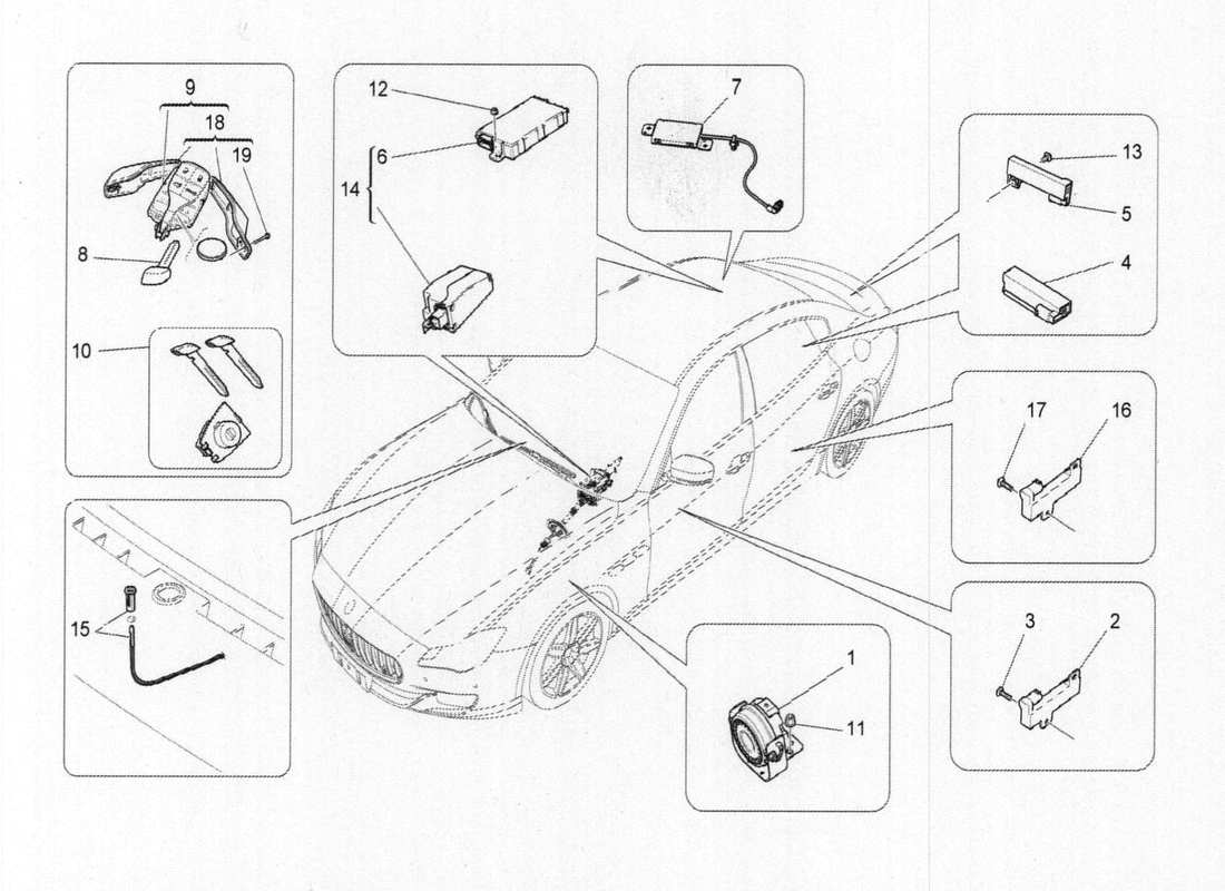 Maserati QTP. V6 3.0 BT 410bhp 2015 alarm and immobilizer system Parts Diagram
