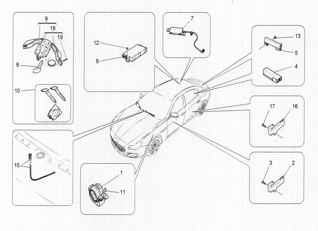 Maserati QTP. V6 3.0 BT 410bhp 2015 alarm and immobilizer system Parts Diagram