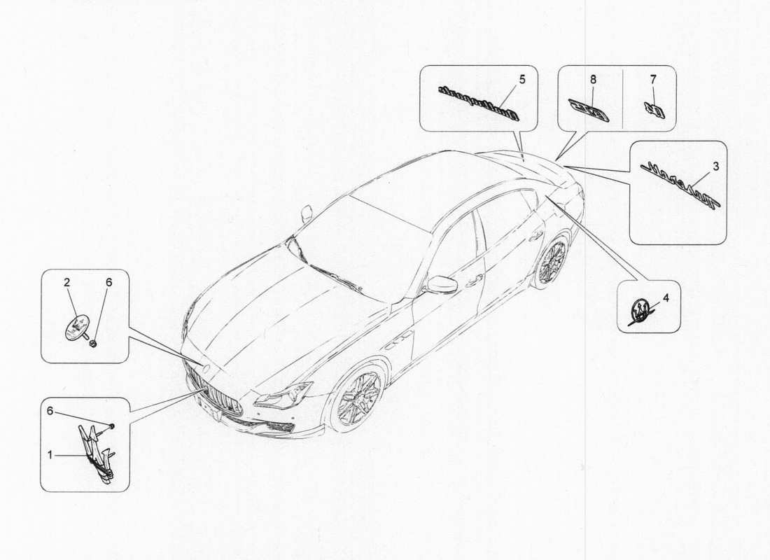 Maserati QTP. V6 3.0 BT 410bhp 2015 trims, brands and symbols Parts Diagram