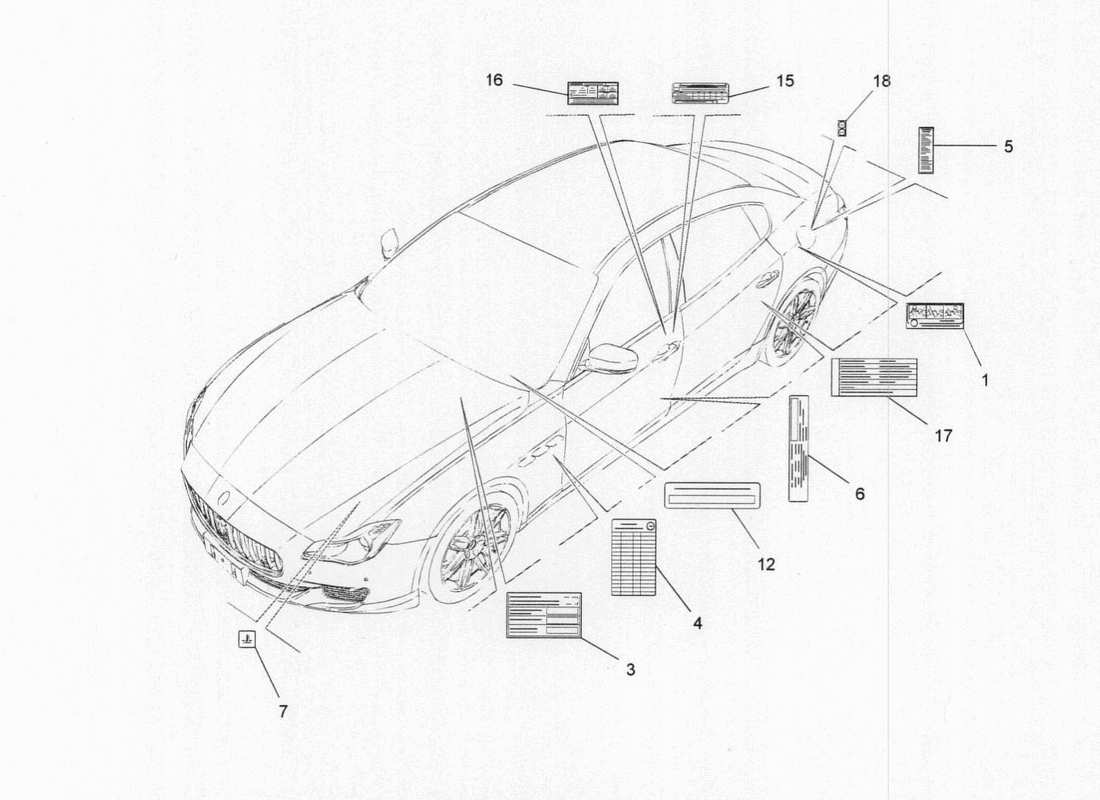 Maserati QTP. V6 3.0 BT 410bhp 2015 STICKERS AND LABELS Parts Diagram