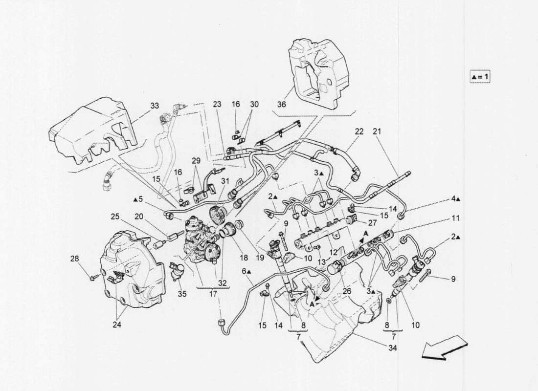 Maserati QTP. V6 3.0 TDS 275bhp 2017 fuel pumps and connection lines Part Diagram