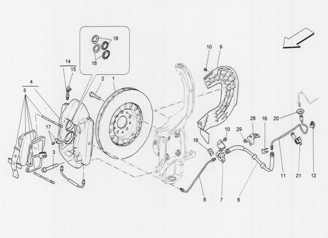 Maserati QTP. V6 3.0 TDS 275bhp 2017 braking devices on front wheels Part Diagram