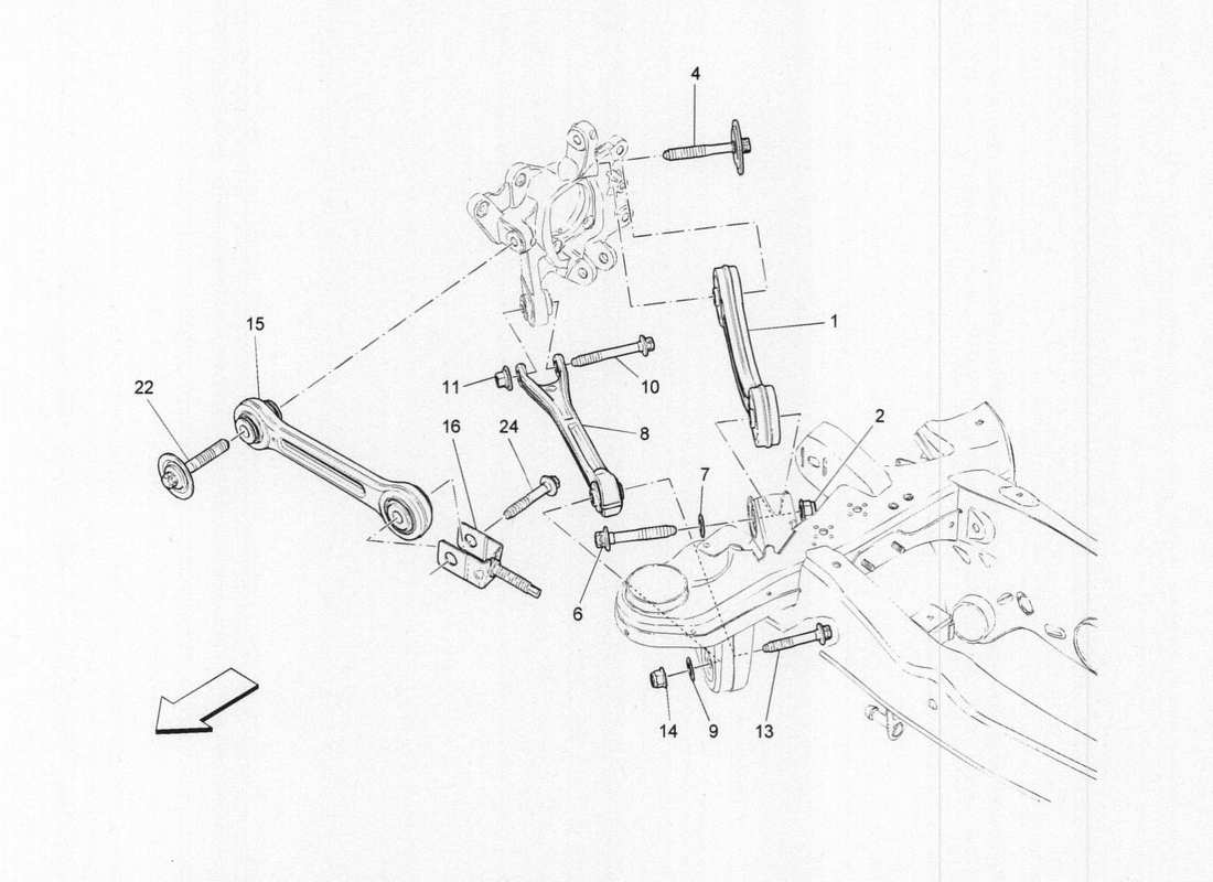 Maserati QTP. V6 3.0 TDS 275bhp 2017 Rear Suspension Part Diagram