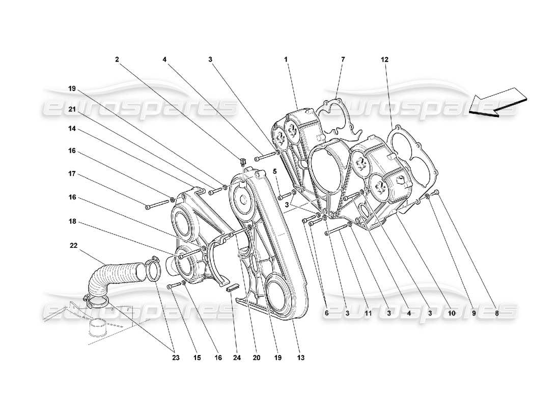 Ferrari 550 Maranello engine covers Part Diagram