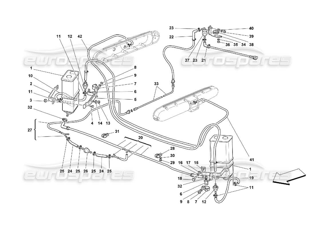 Ferrari 550 Maranello Antievaporation Device -Not for USA M.Y. 99, USA M.Y. 2000, CDN M.Y. 99 and CDN M.Y. 2000 Part Diagram