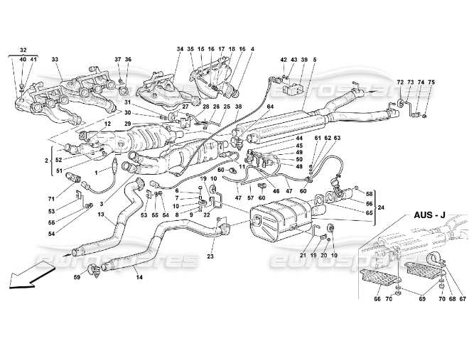 Ferrari 550 Maranello Exhaust System Parts Diagram (022)