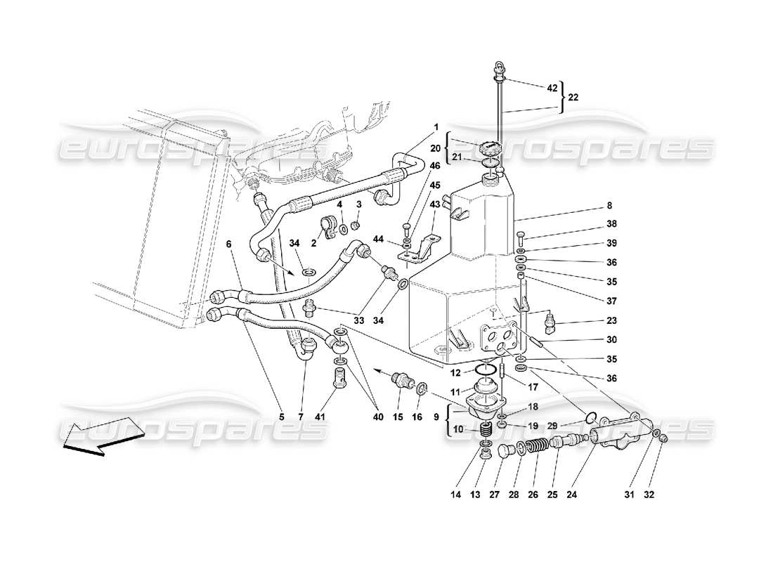 Ferrari 550 Maranello Lubrication System - Tank Part Diagram