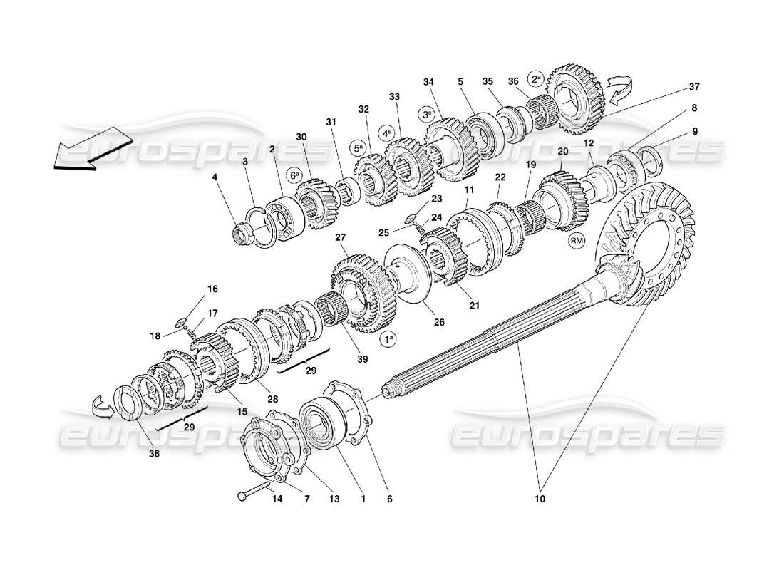 Ferrari 550 Maranello Lay Shaft Gears Part Diagram