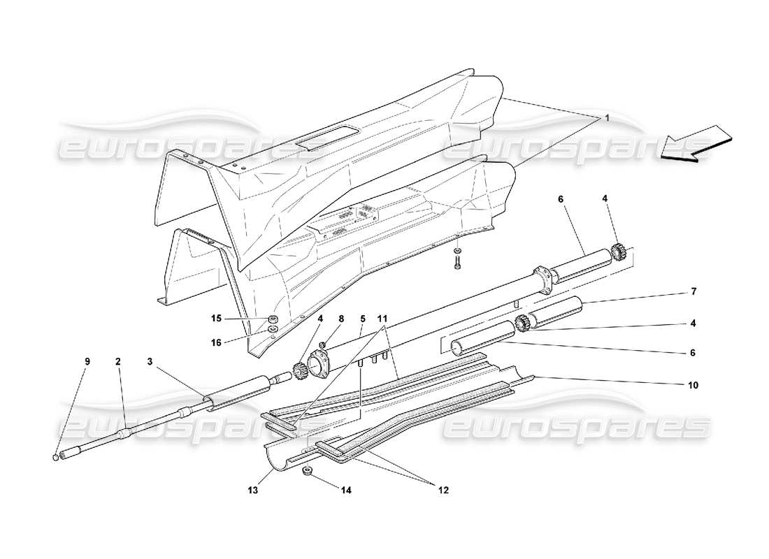 Ferrari 550 Maranello Engine-Gearbox Connecting Tube and Insulation Part Diagram