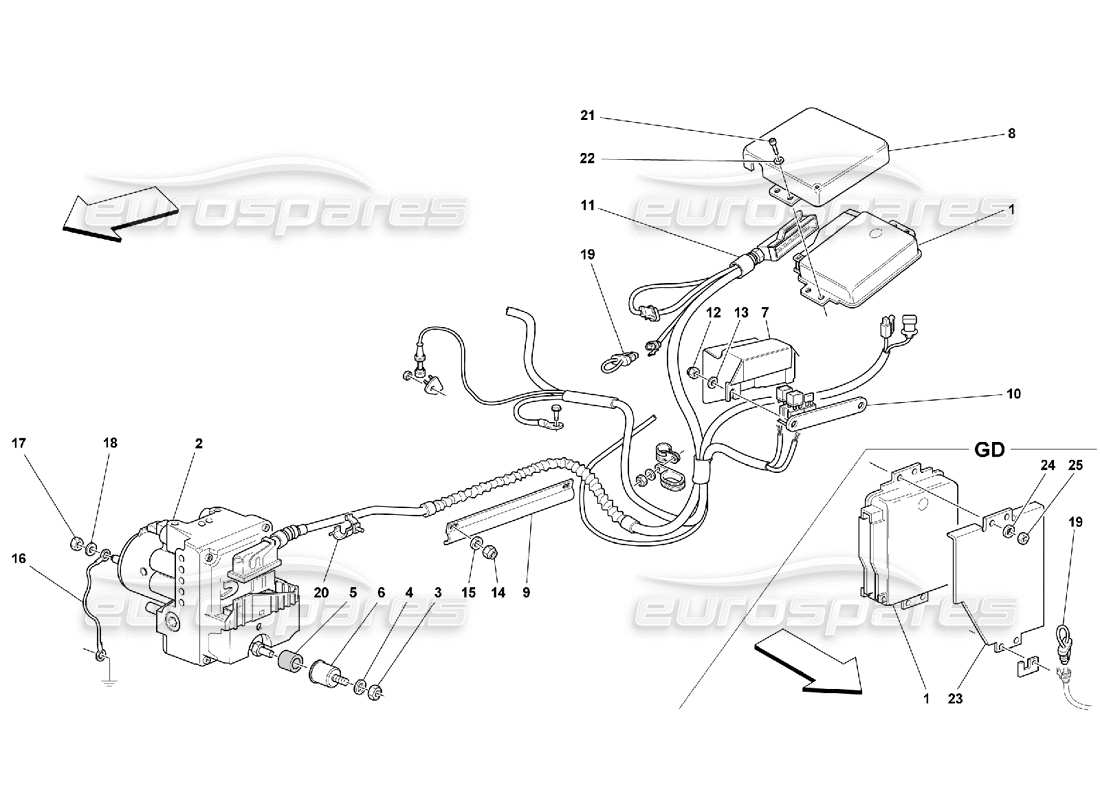 Ferrari 550 Maranello Control Unit and Hydraulic Equipment for ABS-ASR System Part Diagram
