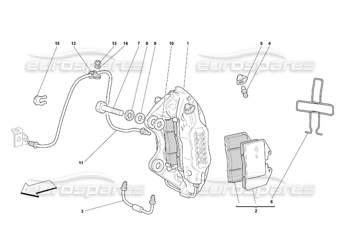 Ferrari 550 Maranello Caliper for Rear Brake Part Diagram