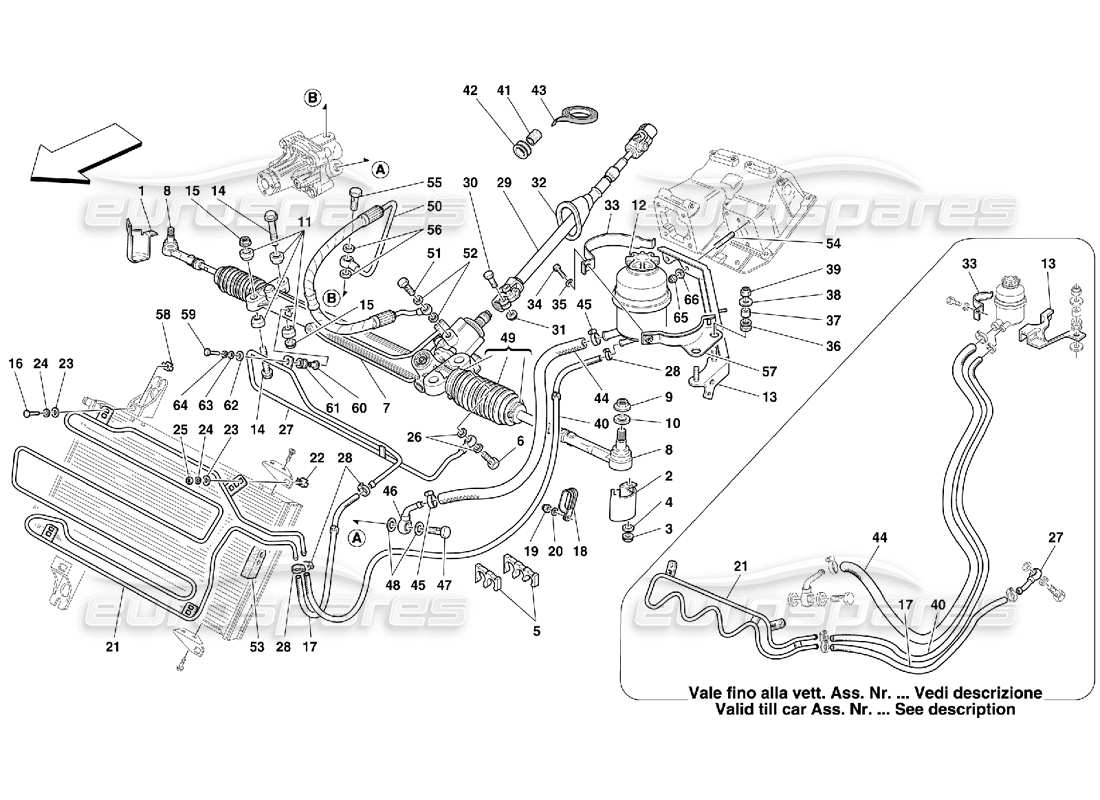 Ferrari 550 Maranello Hydraulic Steering Box and Serpentine Part Diagram