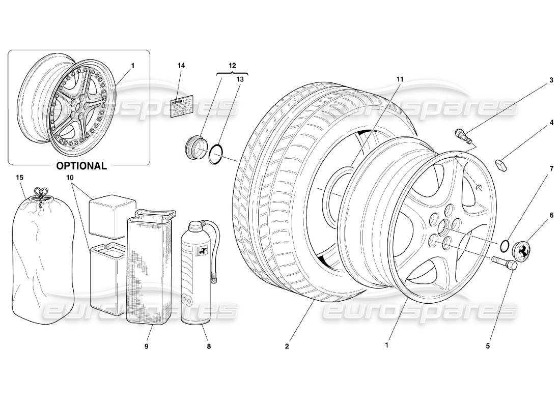 Ferrari 550 Maranello Wheels Part Diagram