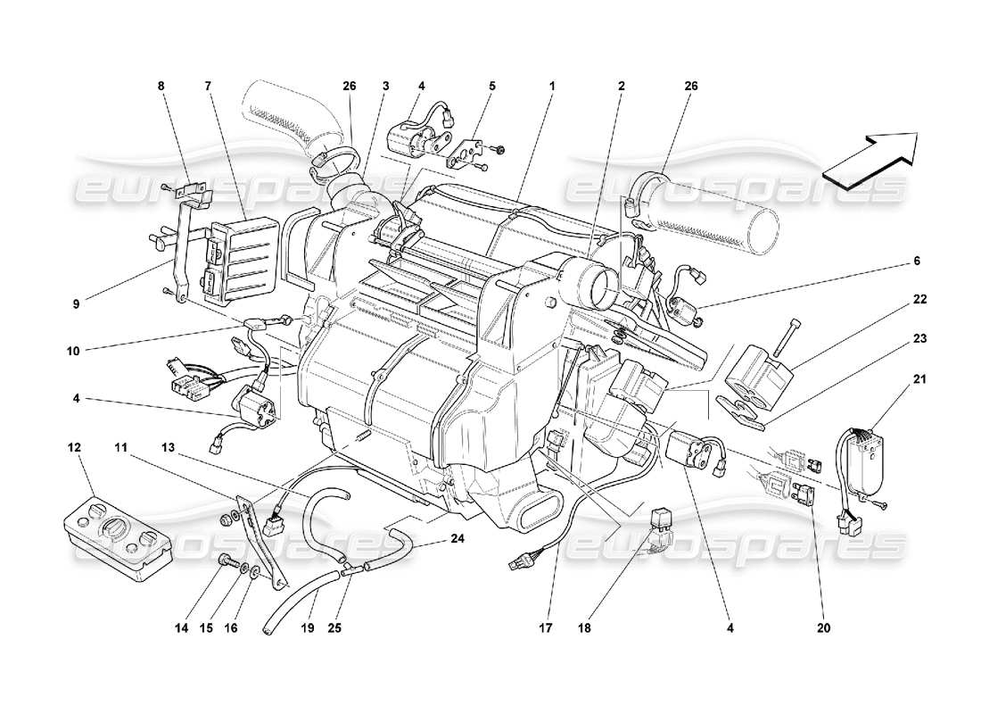 Ferrari 550 Maranello Evaporator Unit and Controls Part Diagram