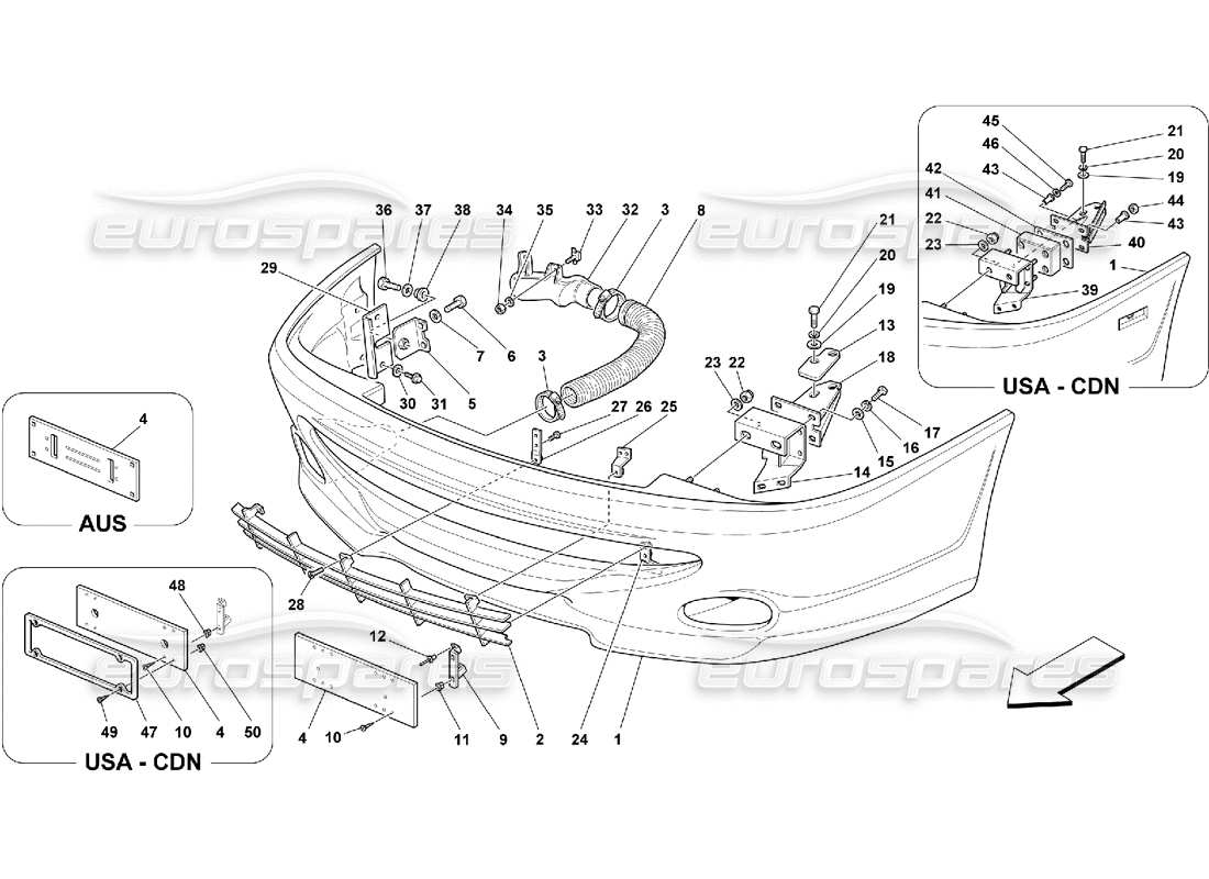 Ferrari 550 Maranello FRONT BUMPER Part Diagram