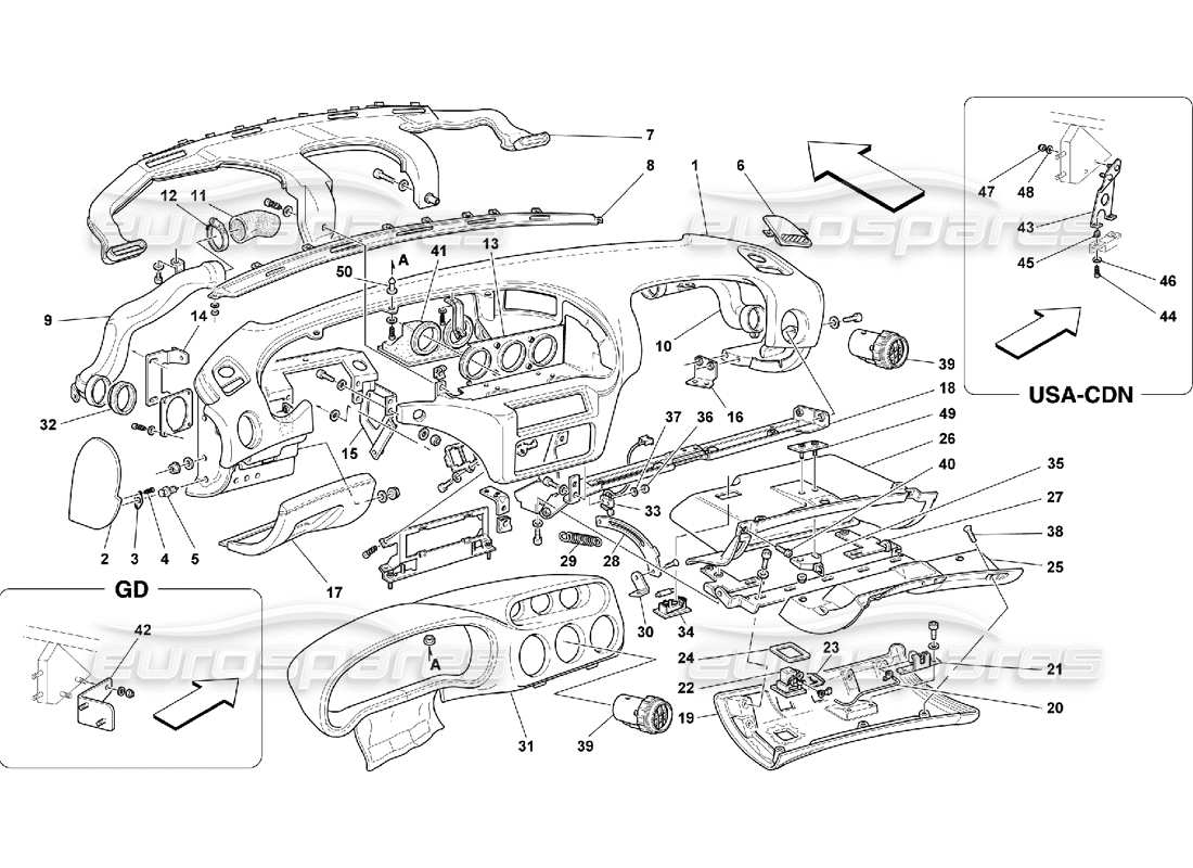 Ferrari 550 Maranello Instruments Panel Part Diagram