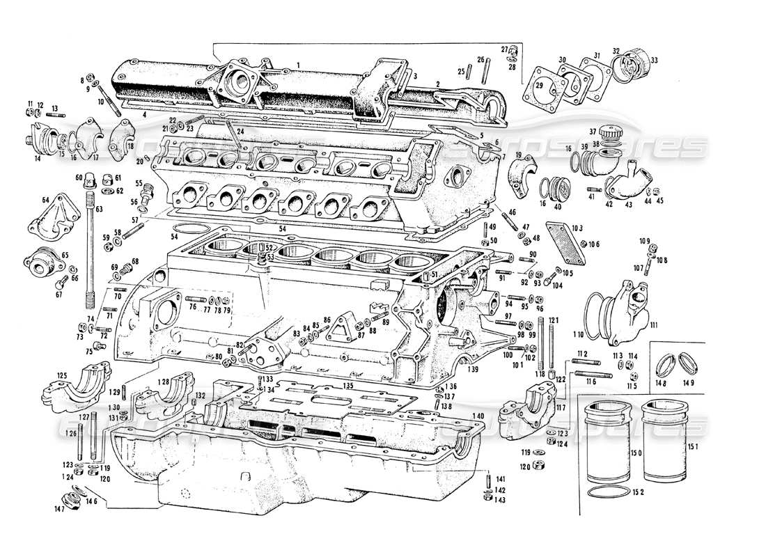 Maserati Mistral 3.7 engine housing Part Diagram
