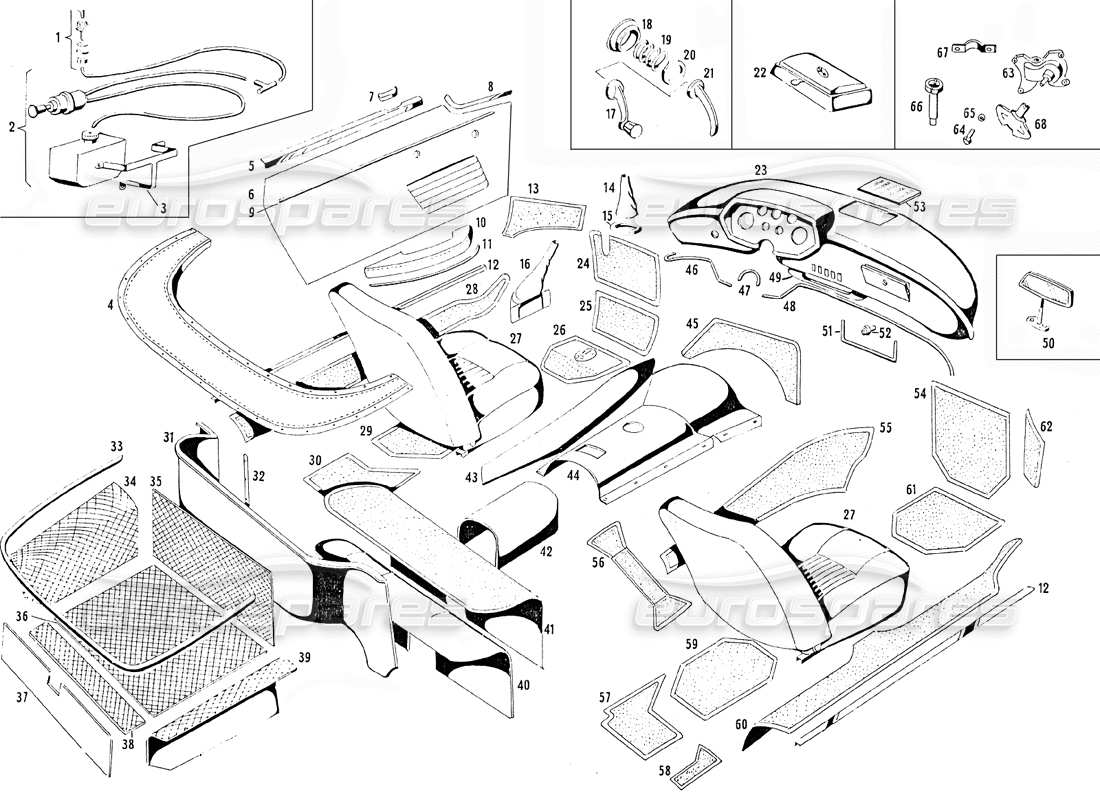 Maserati Mistral 3.7 Seats and Upholstery (B) Part Diagram