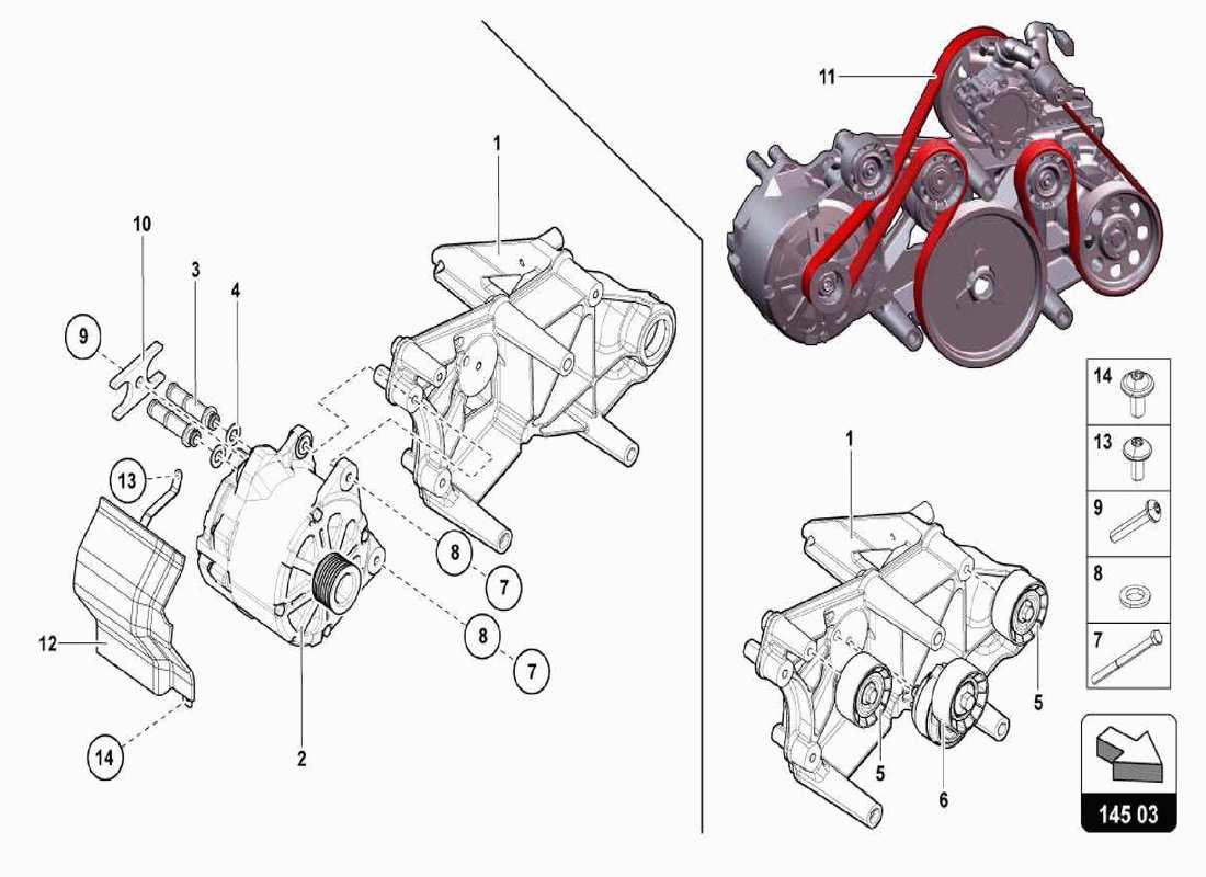 Lamborghini Centenario Spider ALTERNATOR AND SINGLE PARTS Part Diagram