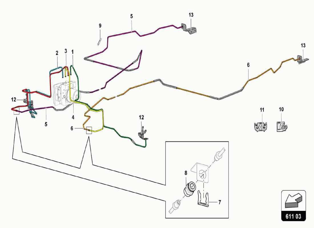 Lamborghini Centenario Spider BRAKE SERVO, PIPES AND VACUUM SYSTEM Part Diagram