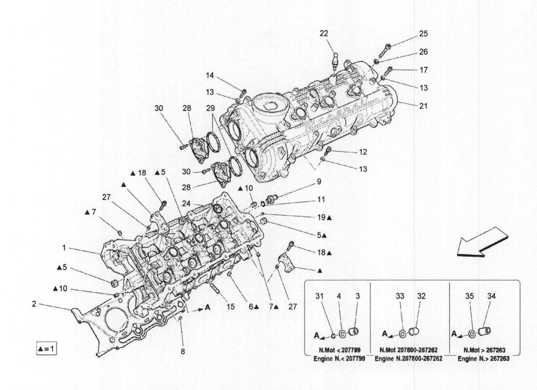 Maserati QTP. V6 3.0 BT 410bhp 2wd 2017 LH cylinder head Part Diagram