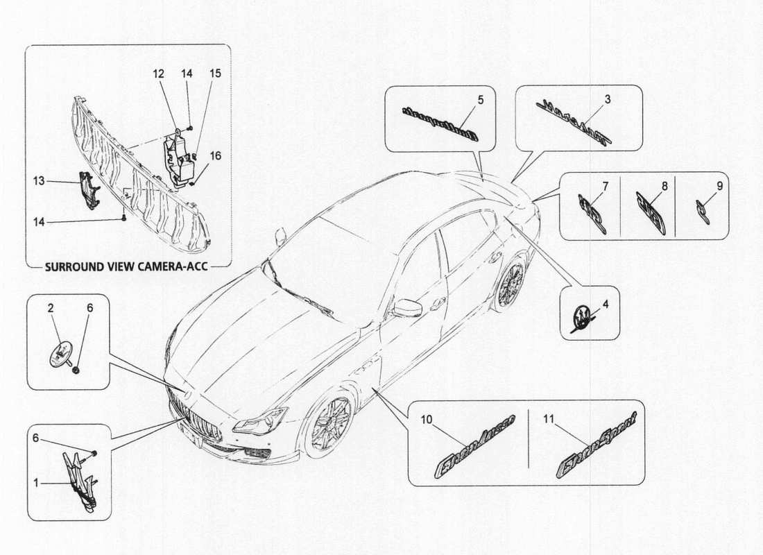 Maserati QTP. V6 3.0 BT 410bhp 2wd 2017 trims, brands and symbols Part Diagram