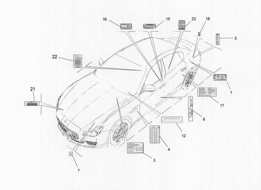 Maserati QTP. V6 3.0 BT 410bhp 2wd 2017 STICKERS AND LABELS Part Diagram