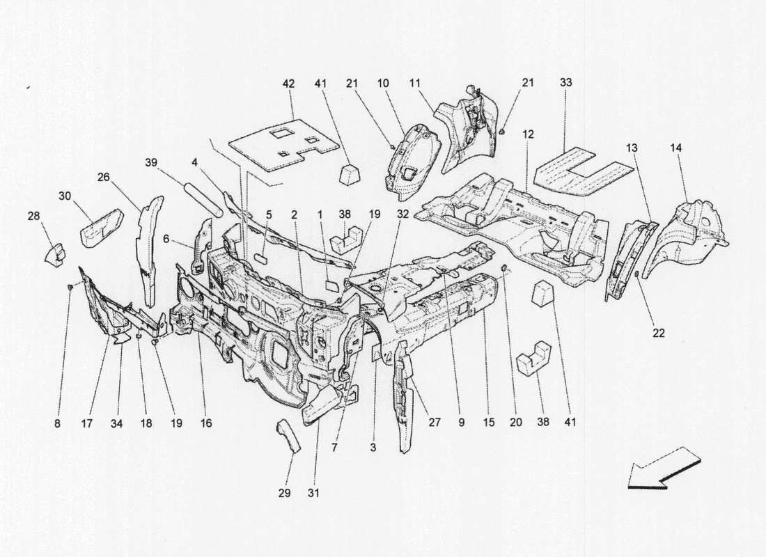 Maserati QTP. V6 3.0 BT 410bhp 2wd 2017 sound-proofing panels inside the vehicle Part Diagram