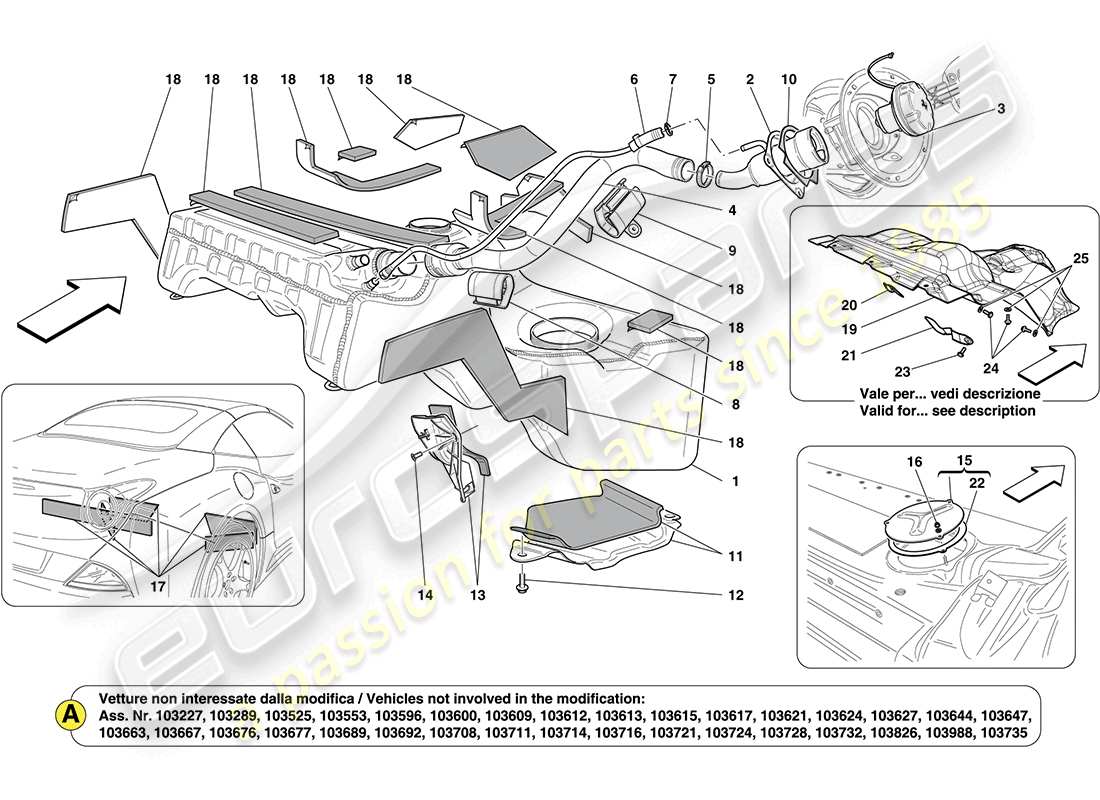 Ferrari California (Europe) FUEL TANK Part Diagram