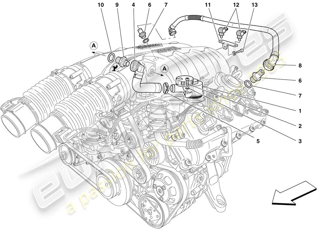 Ferrari California (Europe) VAPOUR OIL RECOVERY SYSTEM Parts Diagram