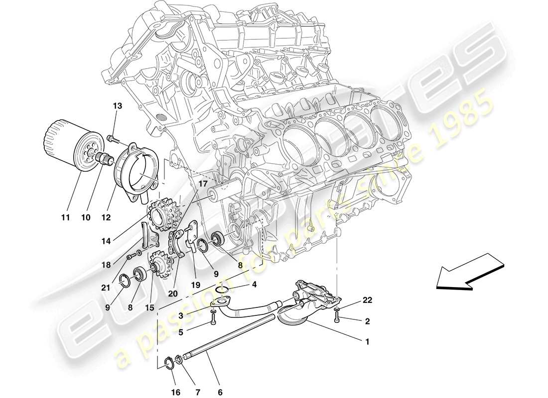 Ferrari California (Europe) LUBRICATION: PUMP AND FILTER Part Diagram