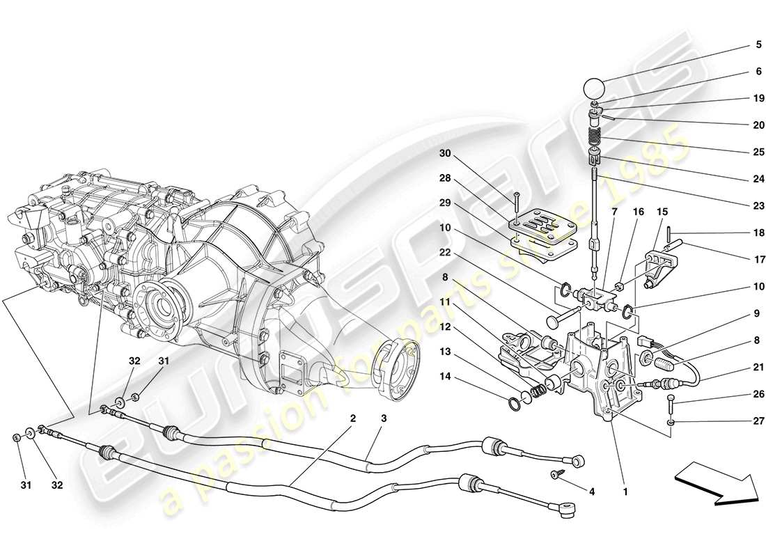 Ferrari California (Europe) EXTERNAL GEARBOX CONTROLS Parts Diagram
