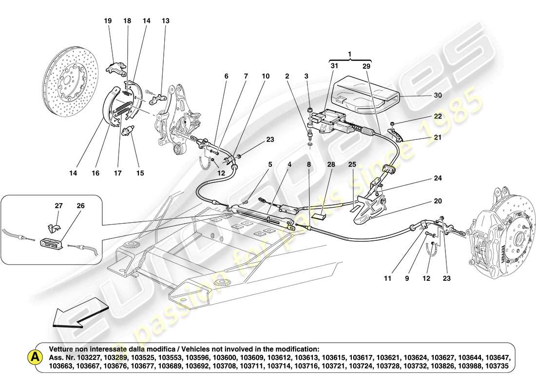 Ferrari California (Europe) PARKING BRAKE Part Diagram