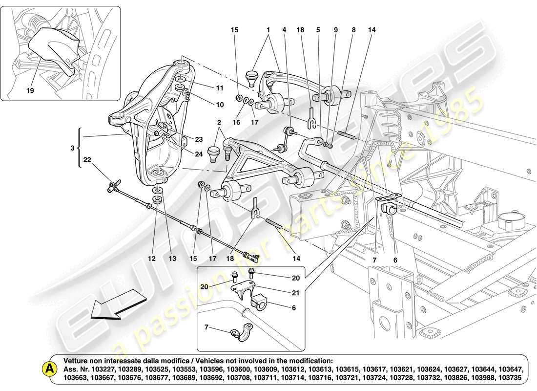 Ferrari California (Europe) Front Suspension Part Diagram