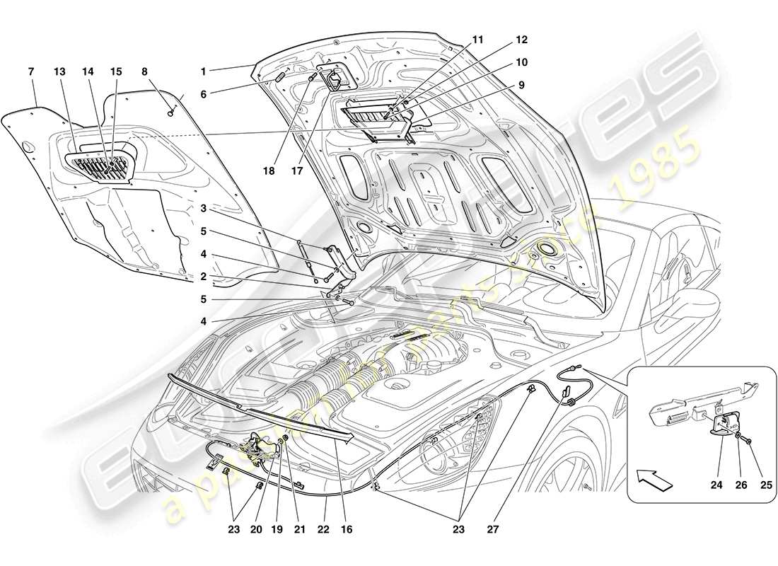 Ferrari California (Europe) front lid Parts Diagram