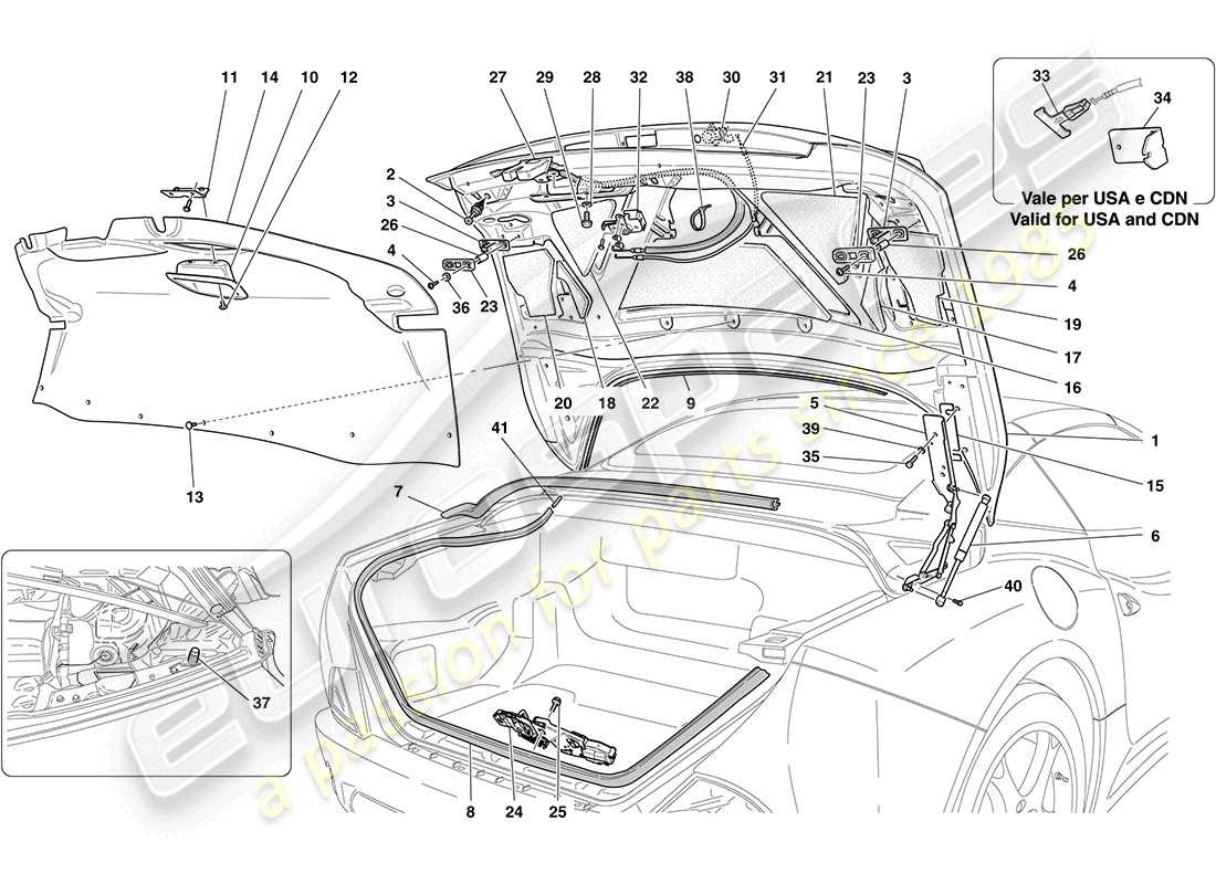 Ferrari California (Europe) REAR LID Part Diagram