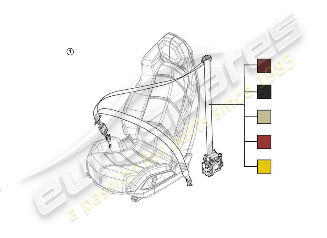 Lamborghini Huracan LP580-2 Spyder (Accessories) 1 SET - THREE-POINT INERTIA REEL SEAT BELT AND PRESS BUTTON BUCKLE Part Diagram