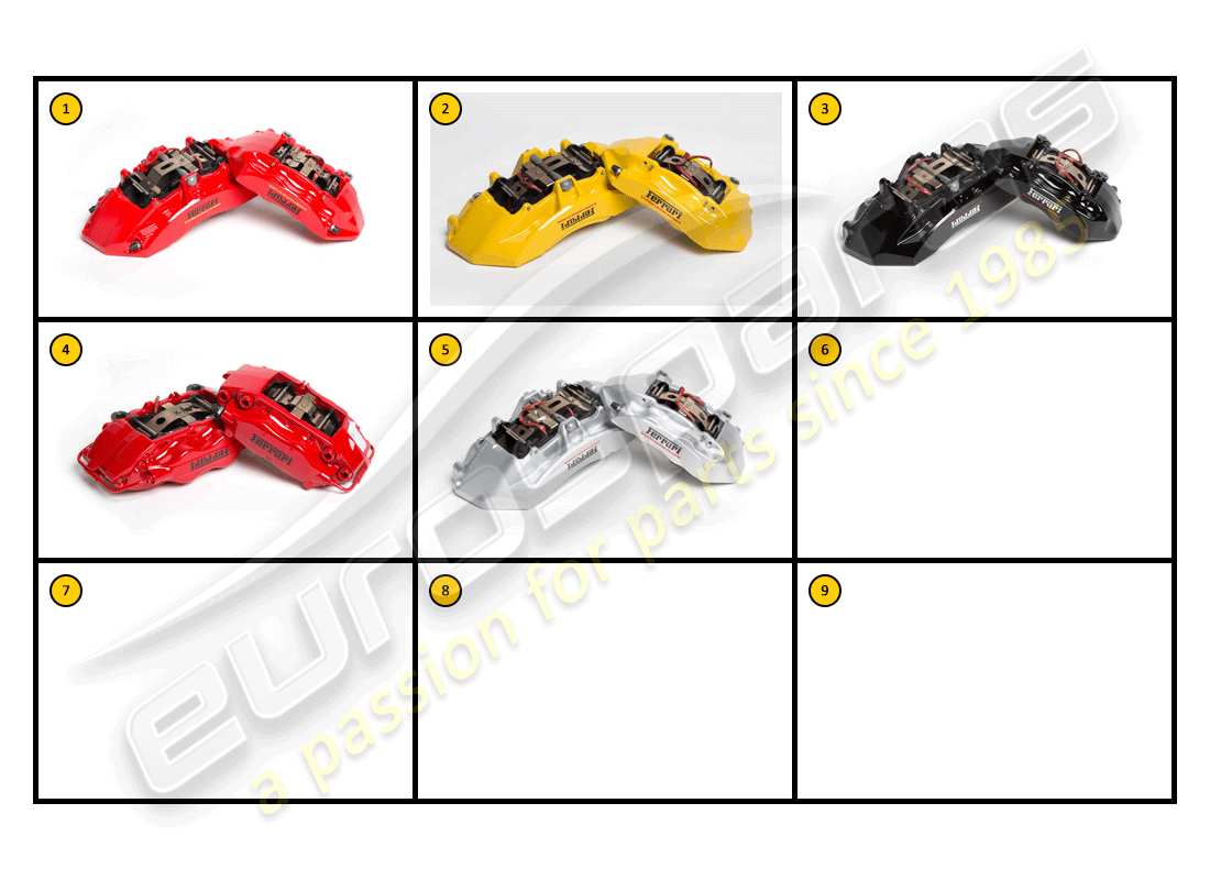 Ferrari F430 Spider (Accessories) Exterior - Callipers Part Diagram