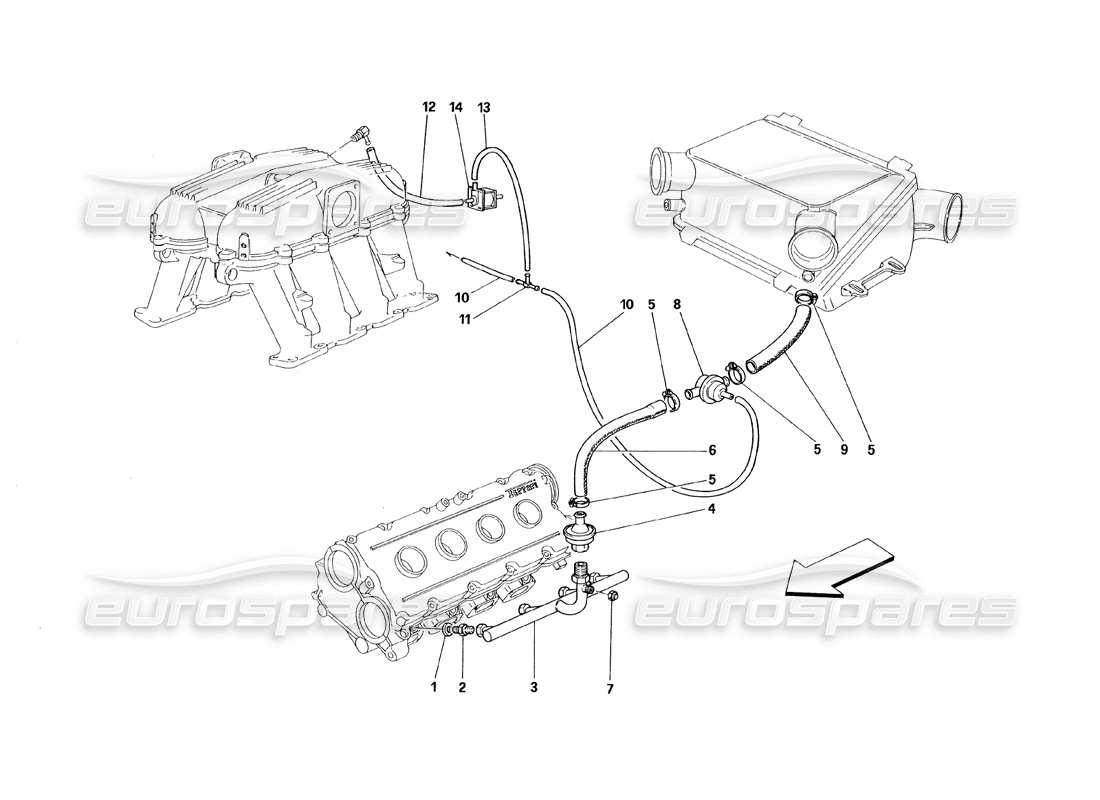 Ferrari 348 (1993) TB / TS air injection device Part Diagram