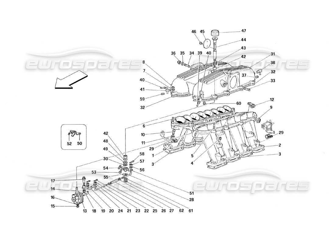 Ferrari 348 (1993) TB / TS manifolds and covers Part Diagram