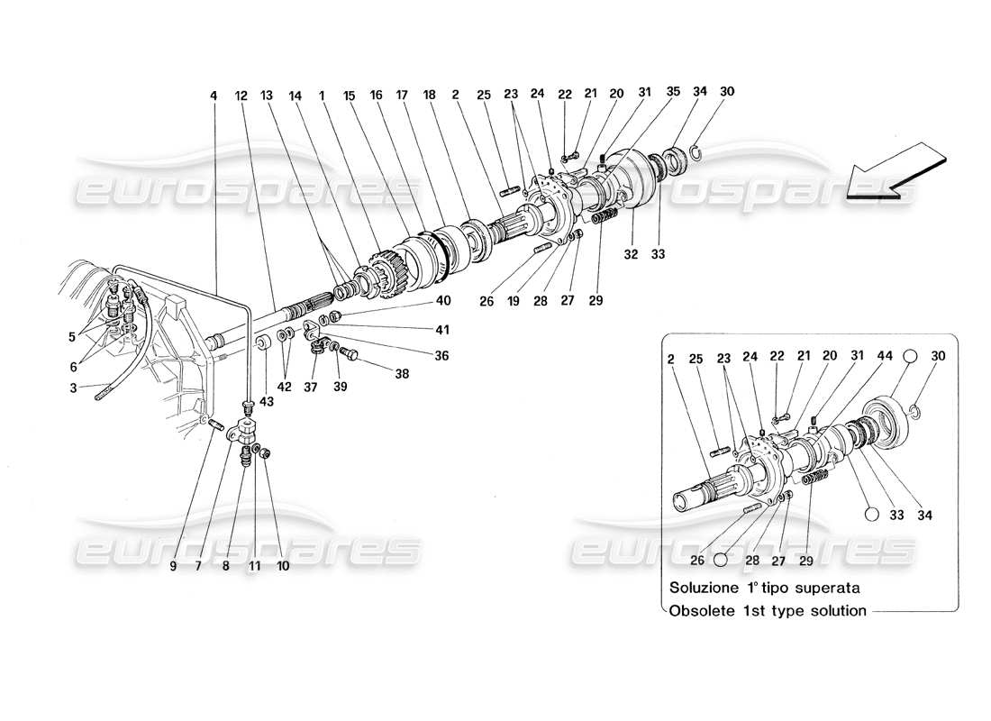 Ferrari 348 (1993) TB / TS Clutch - Controls Part Diagram