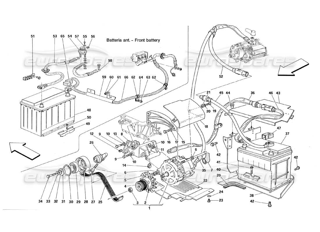 Ferrari 348 (1993) TB / TS current generator - battery Part Diagram