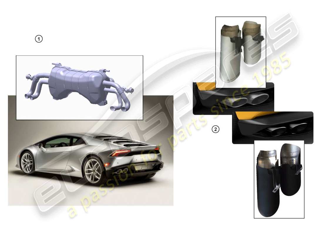 Lamborghini Huracan Performante Coupe (Accessories) SPORT SILENCER Part Diagram