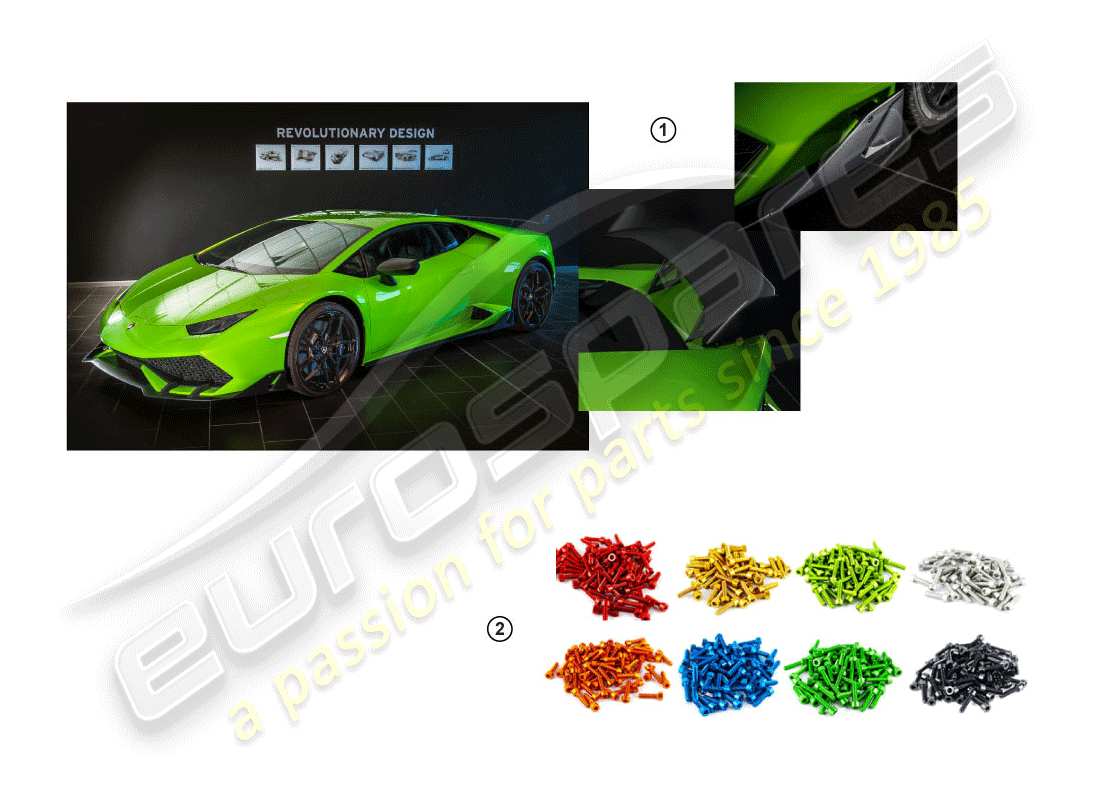 Lamborghini Huracan Performante Spyder (Accessories) 1 SET AERODYNAMIC ATTACHMENT PARTS Part Diagram