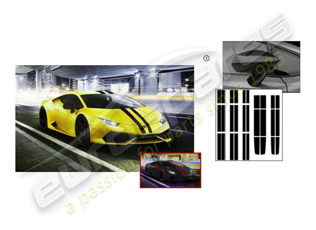 Lamborghini Huracan Performante Spyder (Accessories) DECORATIVE SET Part Diagram