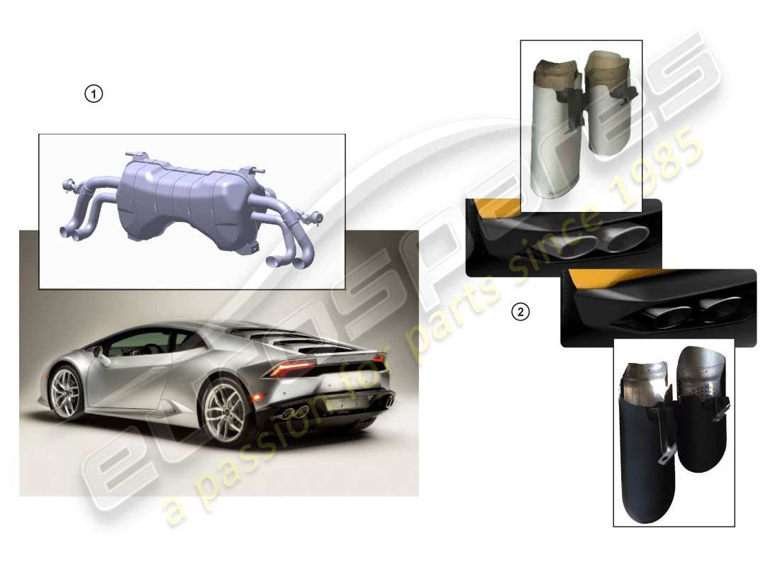 Lamborghini Huracan Accessories Huracan LP600-4 Zhong Coupe (Accessories)  077 00 00 SPORT SILENCER Part Diagram.