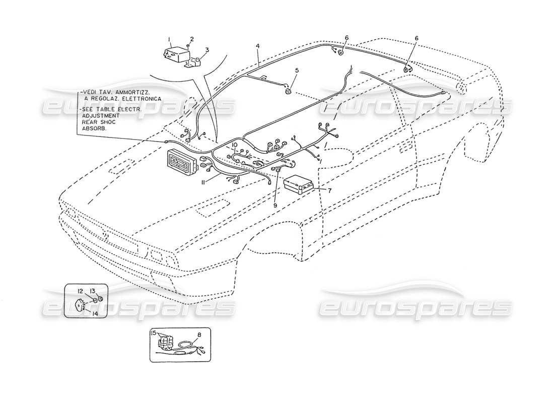 Maserati Ghibli 2.8 (Non ABS) Console and Ceiling Lamp Part Diagram